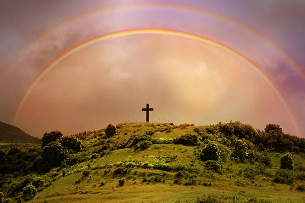 Rainbow above a cross