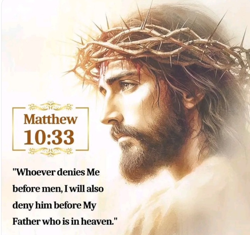 Matthew 10:33
"Whoever denies Me before men, him I will also deny before My Father who is in heaven.”
